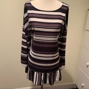 Relativity - longer length striped blouse - LARGE